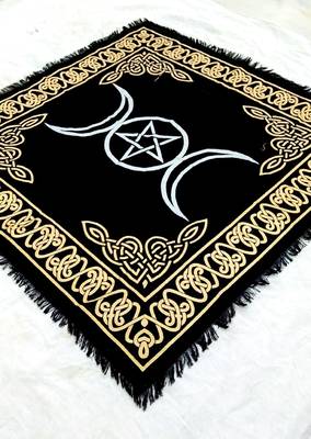 Top Cloth Wiccan Square Spiritual Sacred Cloth (Small, Triple Moon Goddess Silver)  3
