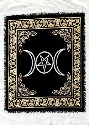 Top Cloth Wiccan Square Spiritual Sacred Cloth (Large, Triple Moon Goddess Silver)  1