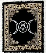 Top Cloth Wiccan Square Spiritual Sacred Cloth (Large, Triple Moon Goddess Silver) 
