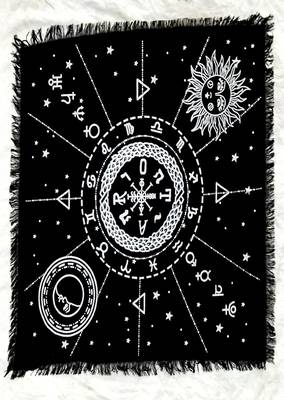 Top Cloth Wiccan Square Spiritual Sacred Cloth (Small, 12 Constellation Black Silver 1