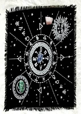 Top Cloth Wiccan Square Spiritual Sacred Cloth (Large, 12 Constellation Black Silver)  3