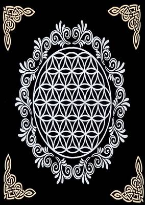 Top Cloth Wiccan Square Spiritual Sacred Cloth (Medium, Flower Of Life Black Gold)  2