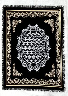 Top Cloth Wiccan Square Spiritual Sacred Cloth (Large, Flower Of Life Black Gold)  1
