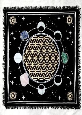 Top Cloth Wiccan Square Spiritual Sacred Cloth (Large, Moon Phases)  1