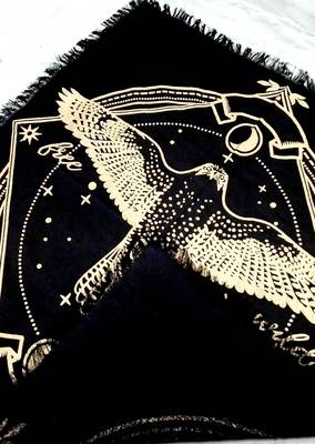 Top Cloth Wiccan Square Spiritual Sacred Cloth (Small, Golden Owl)  3