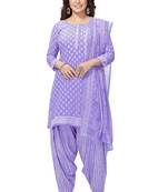 Purple printed synthetic salwar