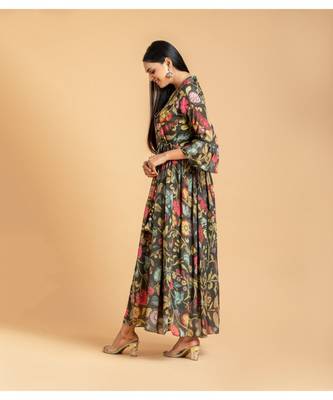 Black printed cotton short-kurtis 2