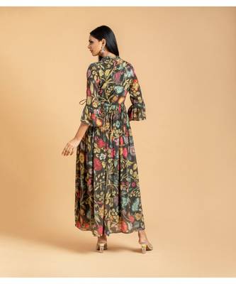 Black printed cotton short-kurtis 5
