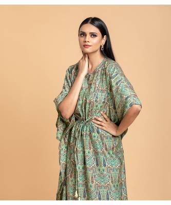 Cream printed cotton short-kurtis 3