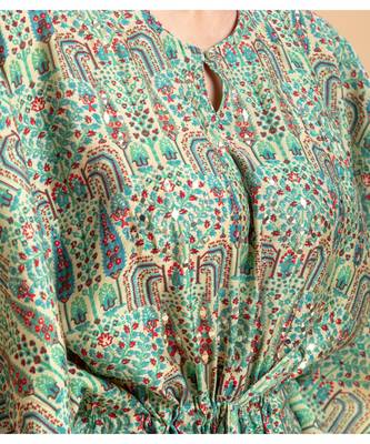 Cream printed cotton short-kurtis 4