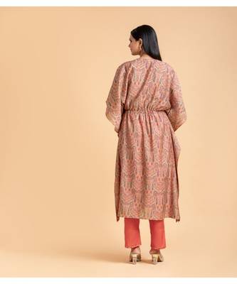 Beige printed cotton short-kurtis 5