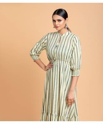 Ivory printed cotton short-kurtis 3