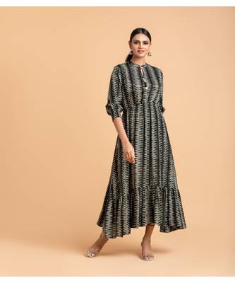 Black printed cotton short-kurtis 1
