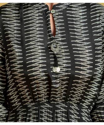 Black printed cotton short-kurtis 4
