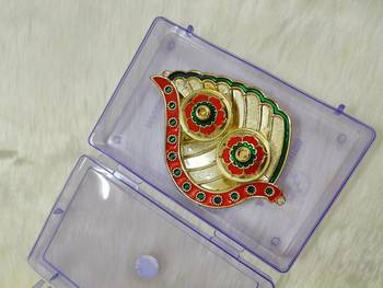 Shetu Unique Arts & Acrylic Peacock Leaf Shape, Kankavati, Pooja Thali for Diwali Pooja, Navratri Pooja, Home temple 2