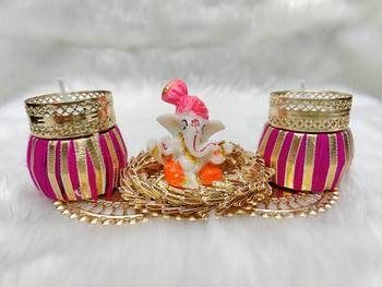 vinkita creation multicolor ganesh diya pooja thali 1