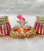 vinkita creation multicolor ganesh diya pooja thali
