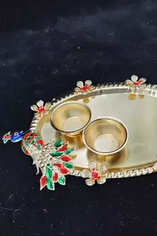 Shetu Peacock Pooja Thali, Pooja Kankavati with for Diwali Pooja, Navratri Pooja, Home