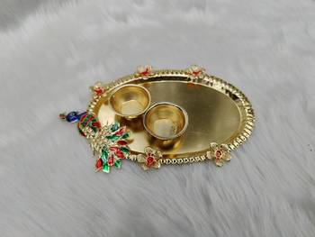 Shetu Peacock Pooja Thali, Pooja Kankavati with for Diwali Pooja, Navratri Pooja, Home 3