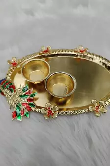 Shetu Peacock Pooja Thali, Pooja Kankavati with for Diwali Pooja, Navratri Pooja, Home