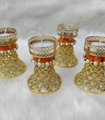 Shetu Home Decorative Gold-plated, Diwali Diya with Golden Artificial Flowers, Homemade lamp for Diwali Pooja, Navratri