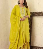 Yellow Lurex Cotton Kurta Sharara With Dupatta Set