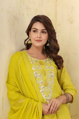 Yellow Lurex Cotton Kurta Sharara With Dupatta Set 6