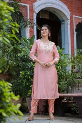 Pink Floral Modal Silk Kurta Pant Set With Dupatta (Set of 3) 8