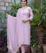 Light Purple Modal Kurta Pant Set With Dupatta (Set of 3)