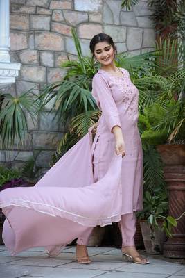 Light Purple Modal Kurta Pant Set With Dupatta (Set of 3) 3