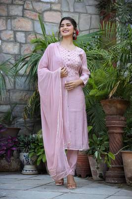 Light Purple Modal Kurta Pant Set With Dupatta (Set of 3) 7