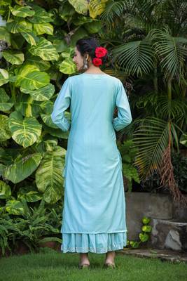 Sea Green Modal Silk Kurta With Inner and Dupatta (Set of 3) 2