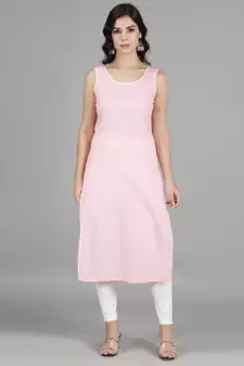 Hand Embroidered Lucknowi Pink Chikankari Georgette Kurta with Slip