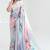 VSAREE DAISY WHITE & BLUE SATIN SILK DIGITAL PRINTED SAREE