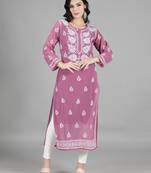 Hand Embroidered Lucknowi Burgundy Chikankari Georgette Kurta with Slip