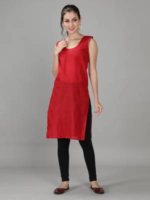 Hand Embroidered Lucknowi Red Chikankari Georgette Kurta with Slip 5