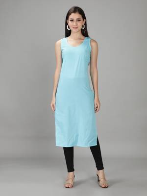 Hand Embroidered Lucknowi Blue Chikankari Georgette Kurta with Slip 5