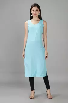 Hand Embroidered Lucknowi Blue Chikankari Georgette Kurta with Slip