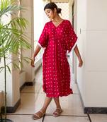 Red Bandhani Kaftan