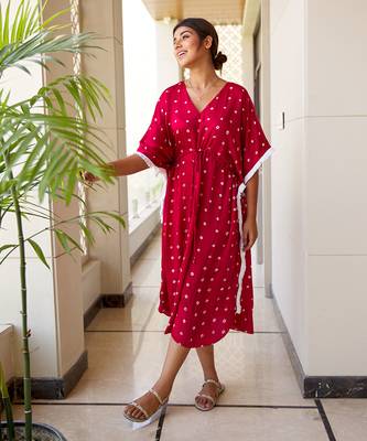 Red Bandhani Kaftan 2