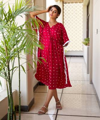 Red Bandhani Kaftan 5