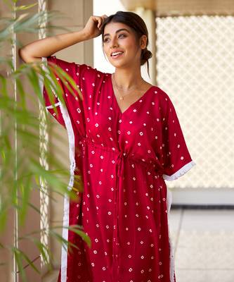 Red Bandhani Kaftan 6