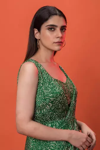 Green Knotted 3 Piece Kurta Set