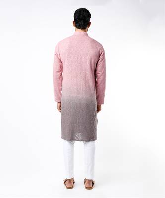 Mud Pink & Dark Grey Ombre Kurta 2