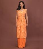 Orange Knotted 3 Piece Kurta Set