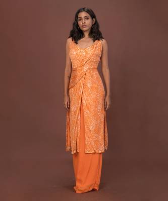 Orange Knotted 3 Piece Kurta Set 3
