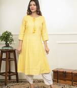 Banarasi brocade-Yellow-A line kurta