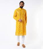 Dark Yellow Kurta With Mirror Work