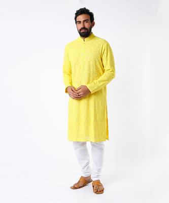 Yellow Chikankari Kurta 1