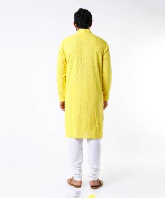 Yellow Chikankari Kurta 2